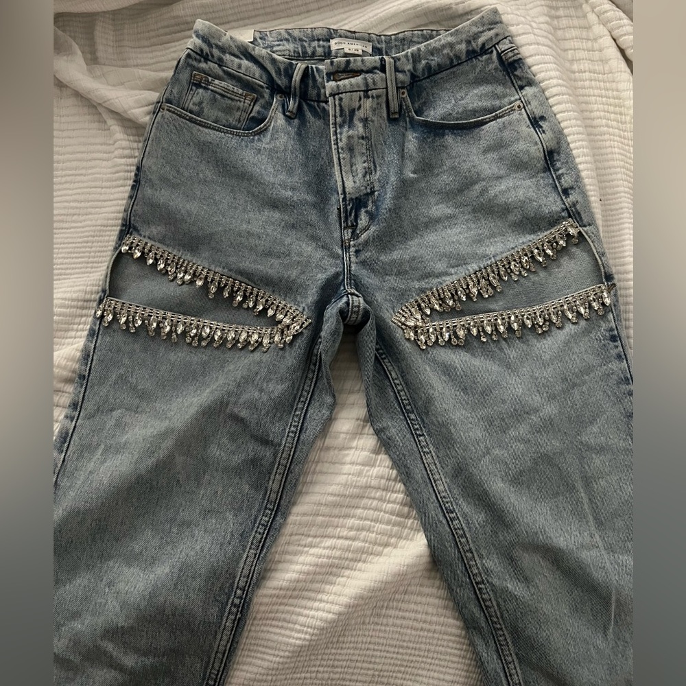 Good American Good Icon Diamond cut out jeans